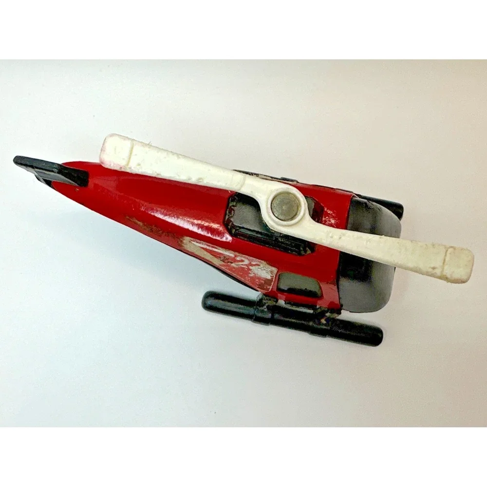 Vintage 1985 Tonka Fire Rescue Helicopter #23 Diecast Red Black Fire Dept Toy